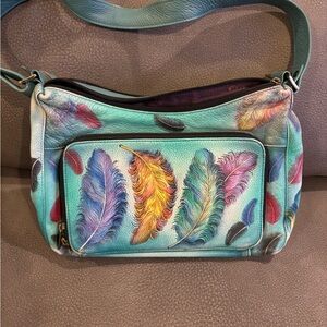 Anuschka Colorful Feather Design Women's Bag